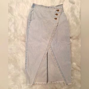 Sincerely Jules asymmetrical skirt- light blue with frayed hems- NWT